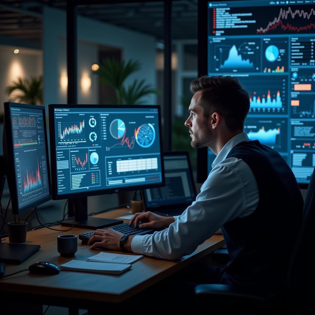 Engineer Analyzing Data on a Computer