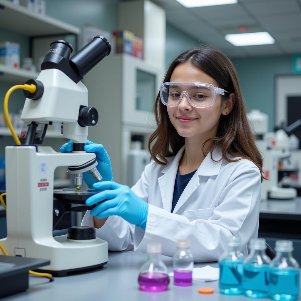 Entry-level researcher working in a laboratory