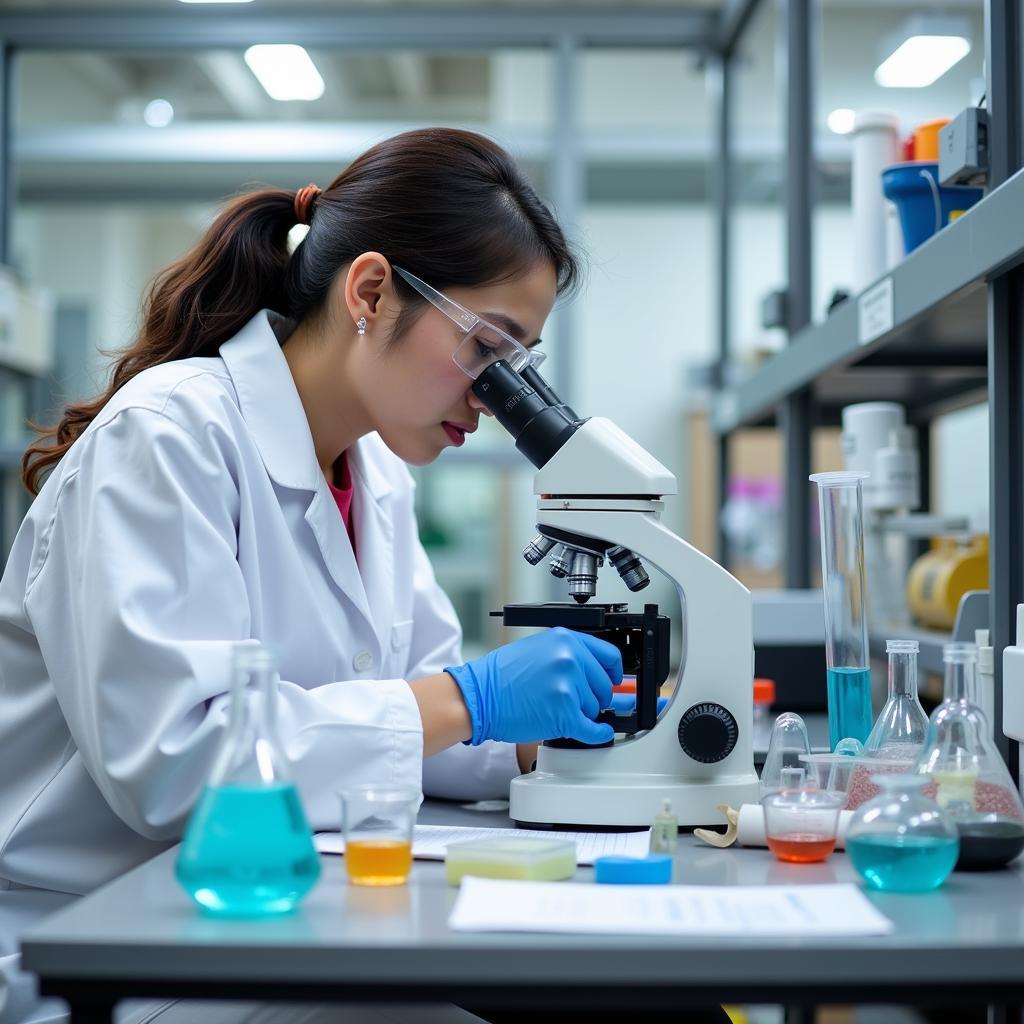 Environmental Health Researcher Analyzing Samples in a Lab