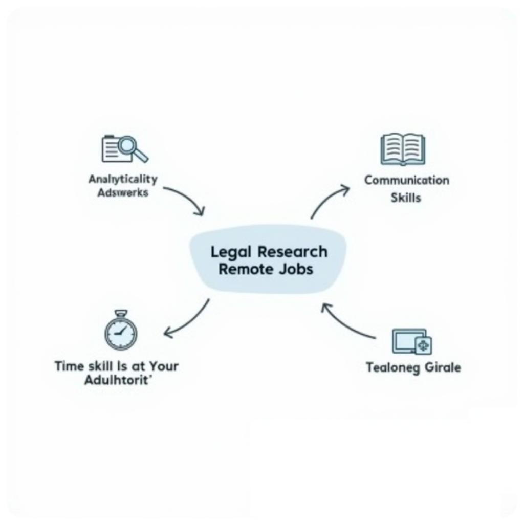 A graphic illustrating the essential skills required for legal research remote jobs