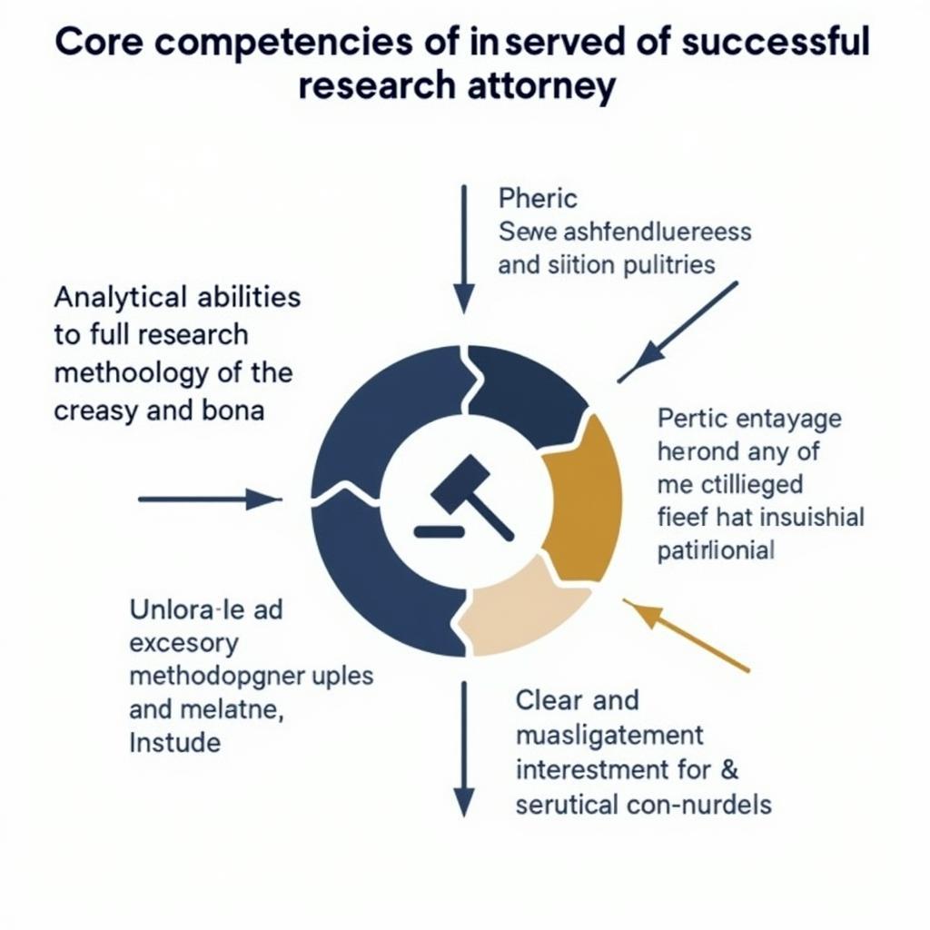 A graphic illustrating the essential skills of research attorneys, highlighting analytical thinking, legal research proficiency, and communication.