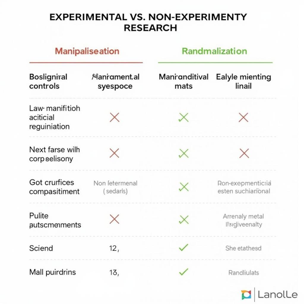 Experimental vs. Non-Experimental Research Comparison Chart