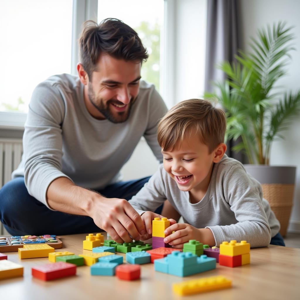 Father and Child Engaging in Cognitive Play