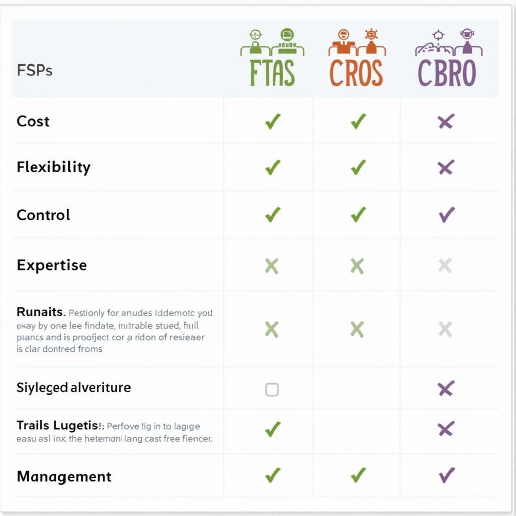 Comparison chart highlighting the key differences between FSP and CRO models in clinical research.