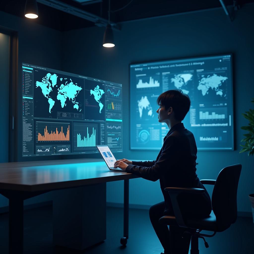 A futuristic image depicting the evolving landscape of institutional research, with emerging technologies like AI and machine learning.