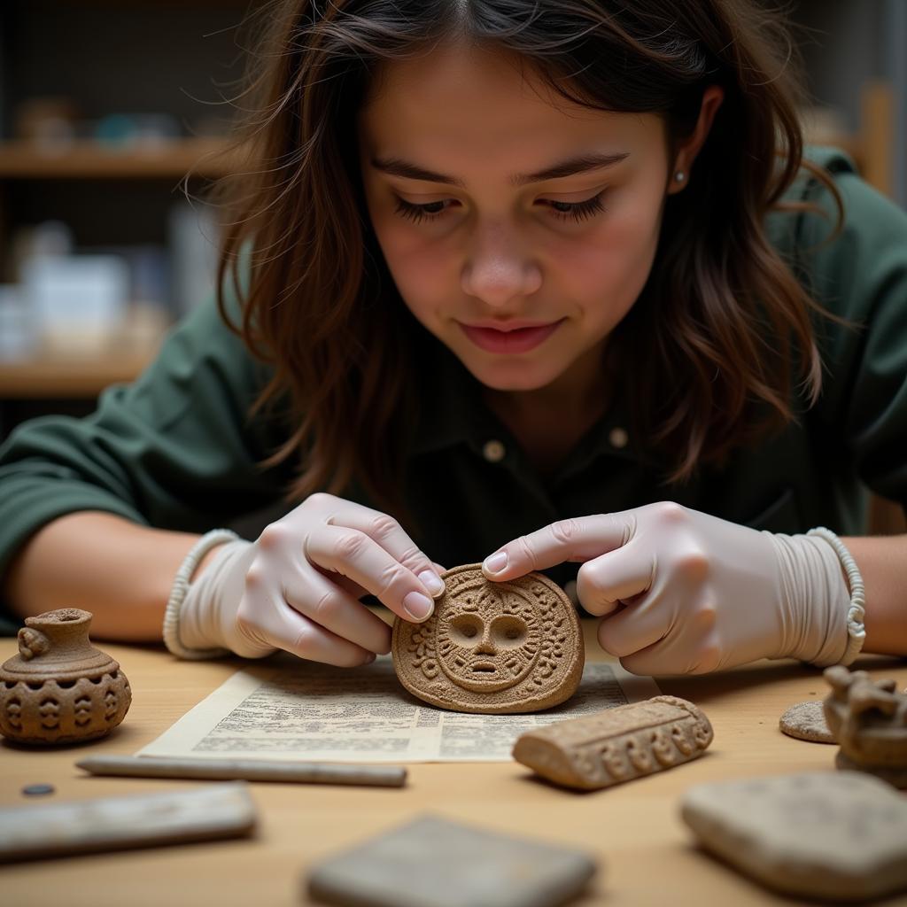 Harvard Research Assistant Studying Ancient Artifacts