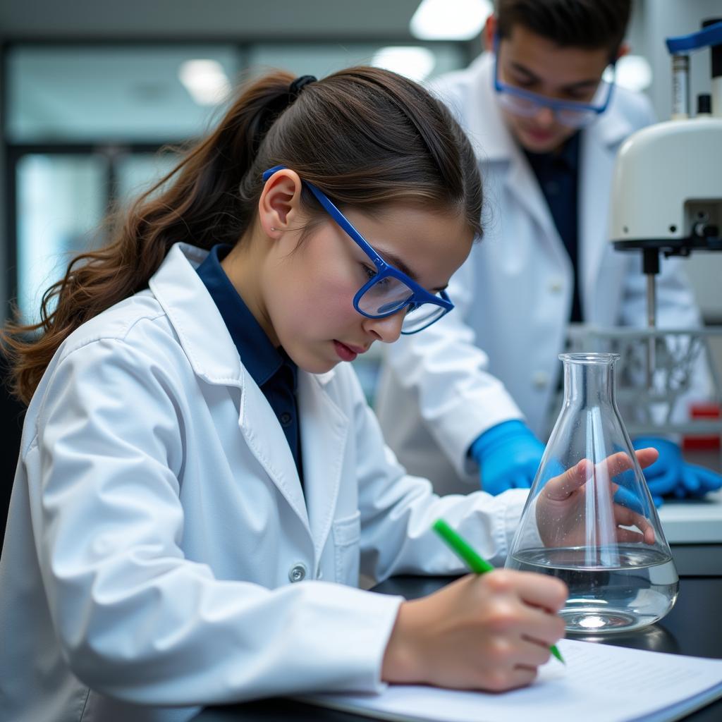 High school student conducting research in a lab during a summer program