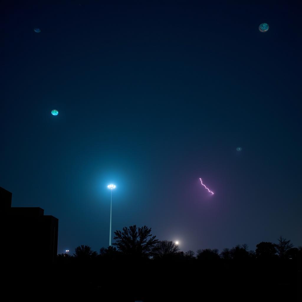 Unexplained lights in the night sky over Huntsville Research Park