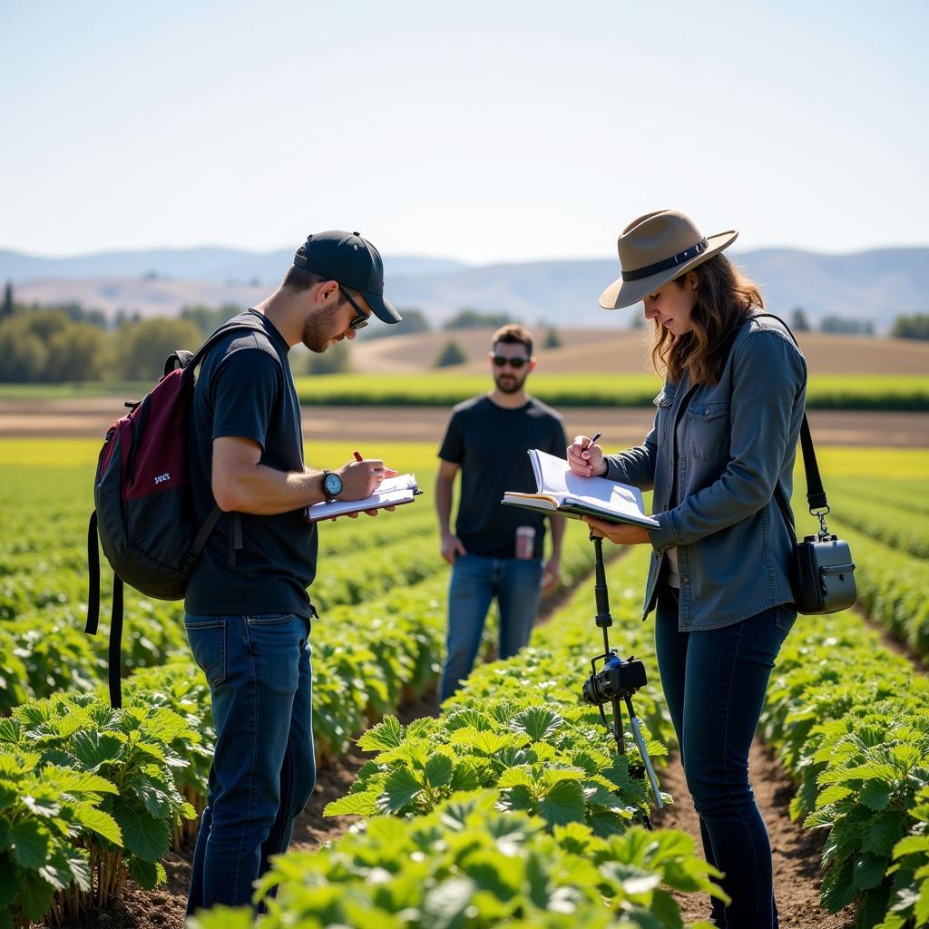 Researchers conducting field trials at Kearney Agricultural Research and Extension Center