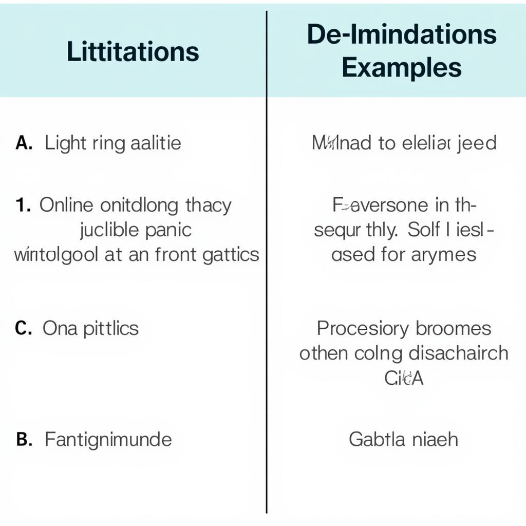 Limitations and Delimitations Table