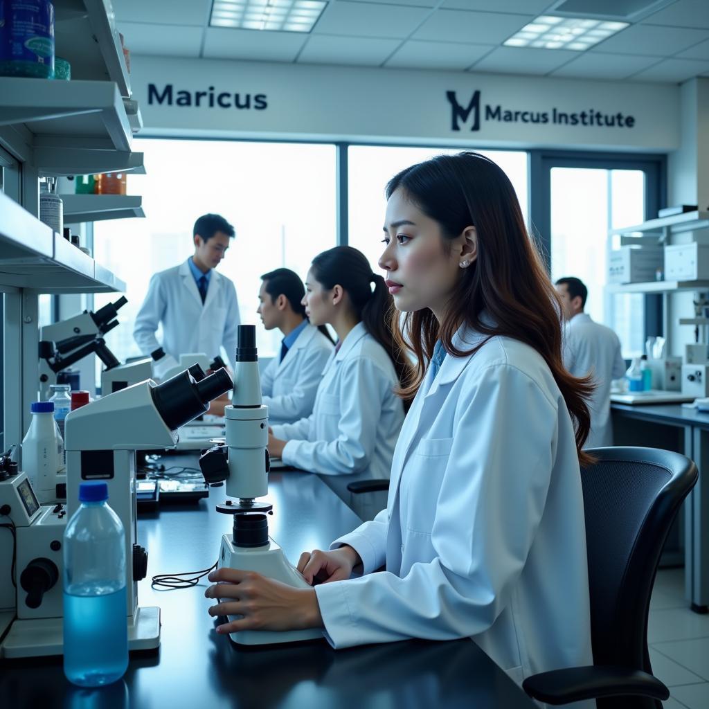 Scientists working in a lab at the Marcus Institute