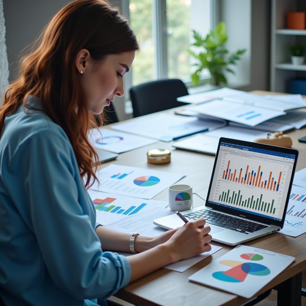 Market Research Analyst Working on a Laptop