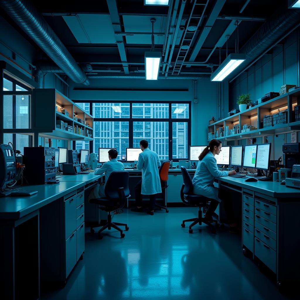 Interior of a fictional MB Research Laboratory