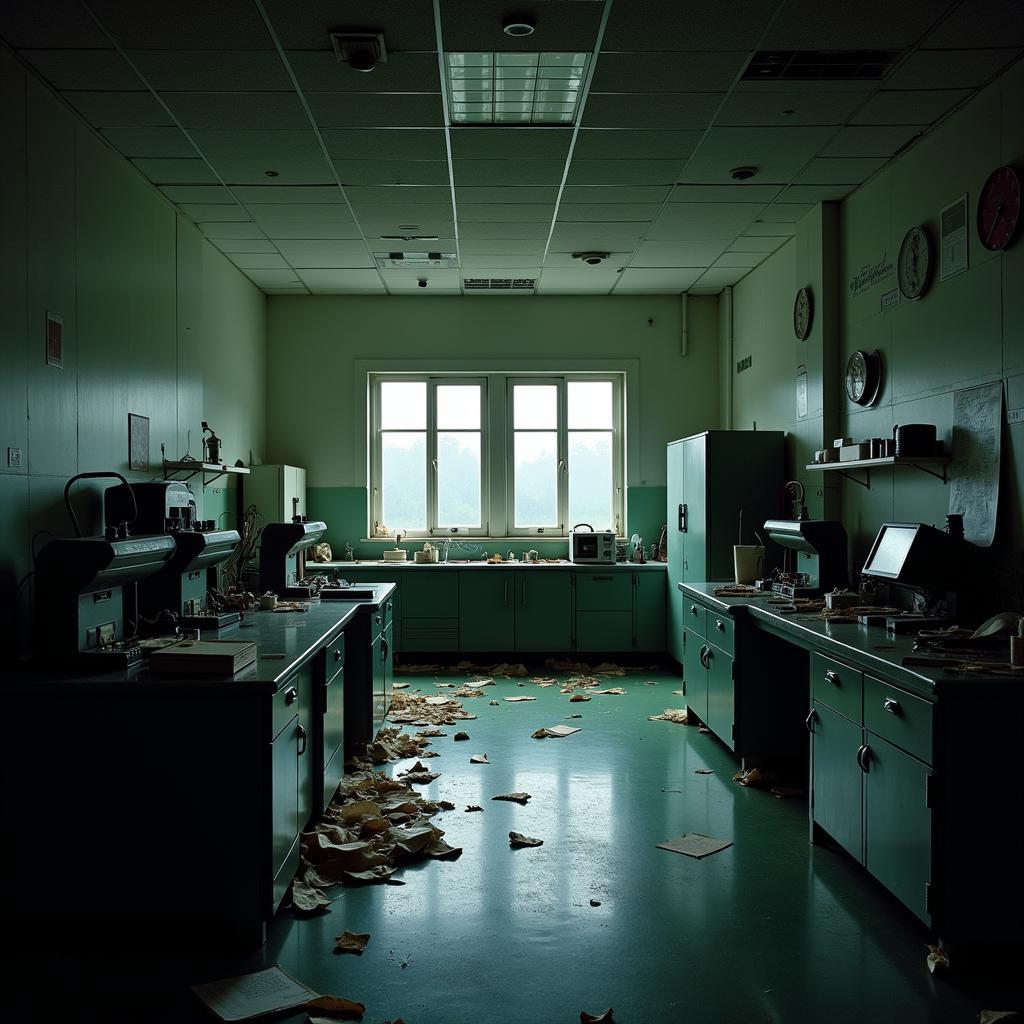 Interior view of a deserted laboratory in Medical Research Building III