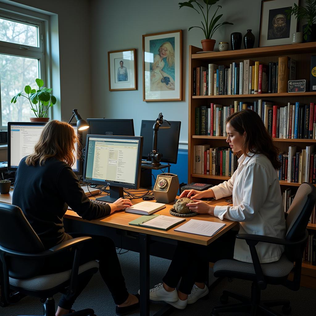 Modern research office center equipped for paranormal studies