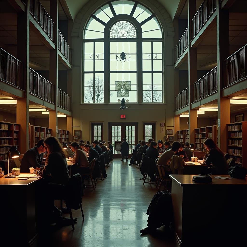 Moore Humanities and Research Building Students Studying