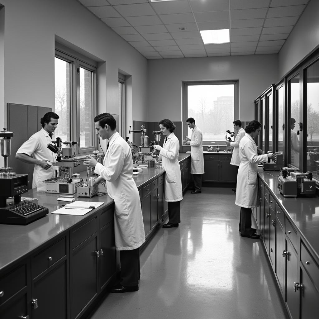 NKRI Early Years - Researchers working in a lab at the Rockland State Hospital Research Center in the 1950s, developing new psychopharmacological treatments.