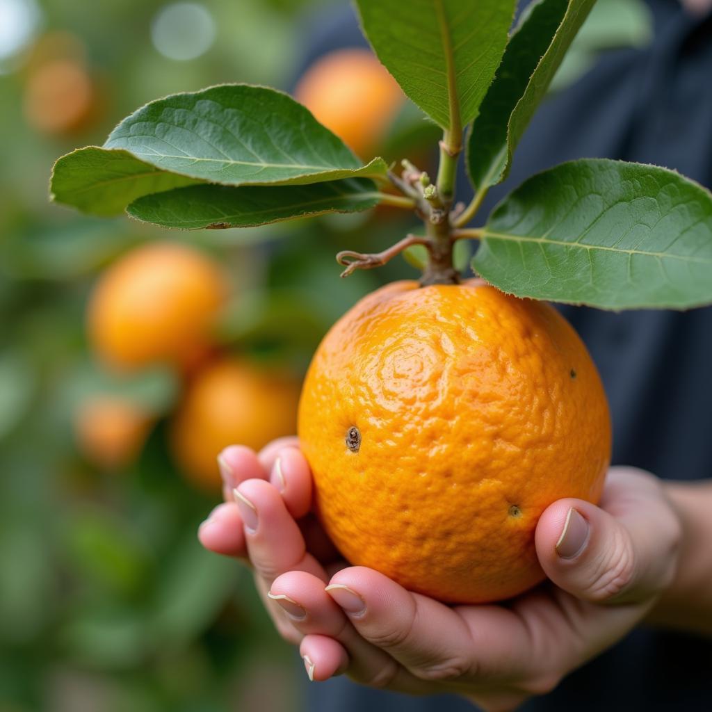 A new citrus variety resistant to citrus greening being examined