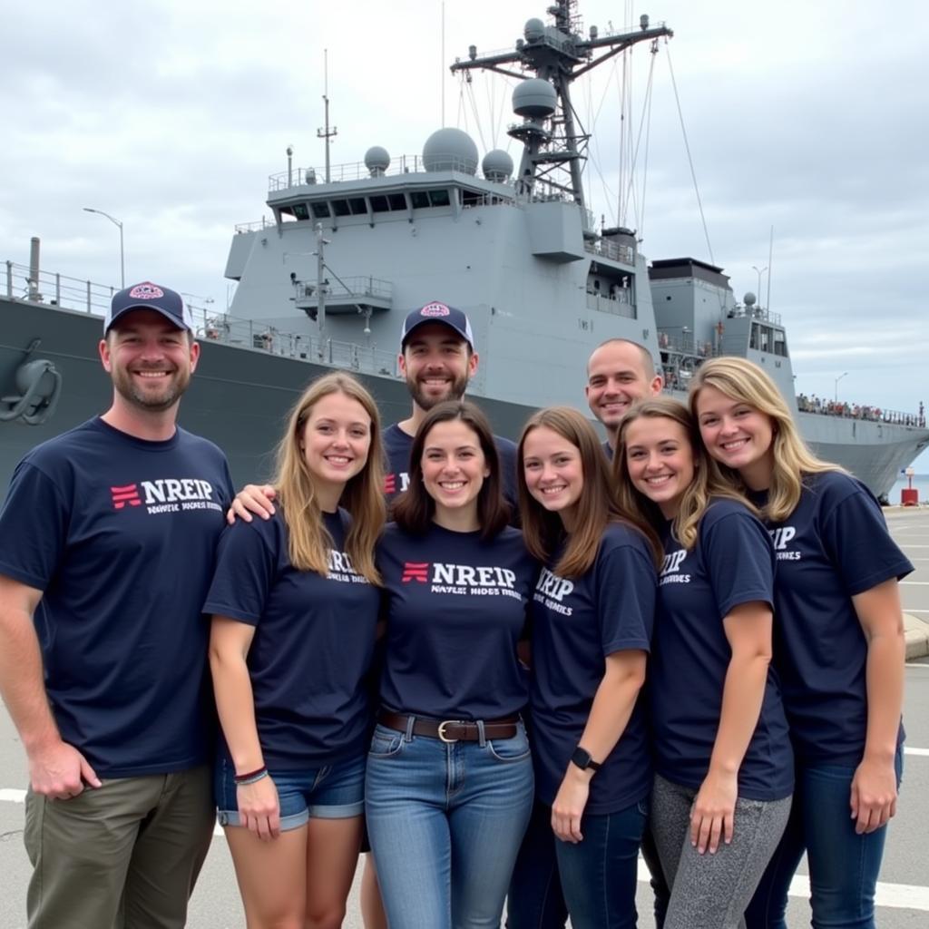 Group photo of NREIP interns at a naval base