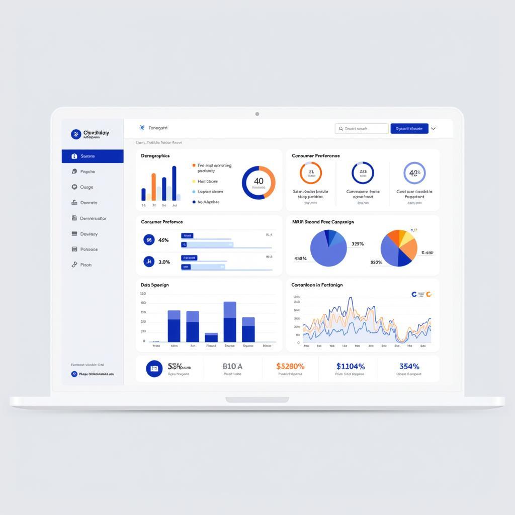 Dashboard of a modern online market research platform showing key metrics and data visualizations.