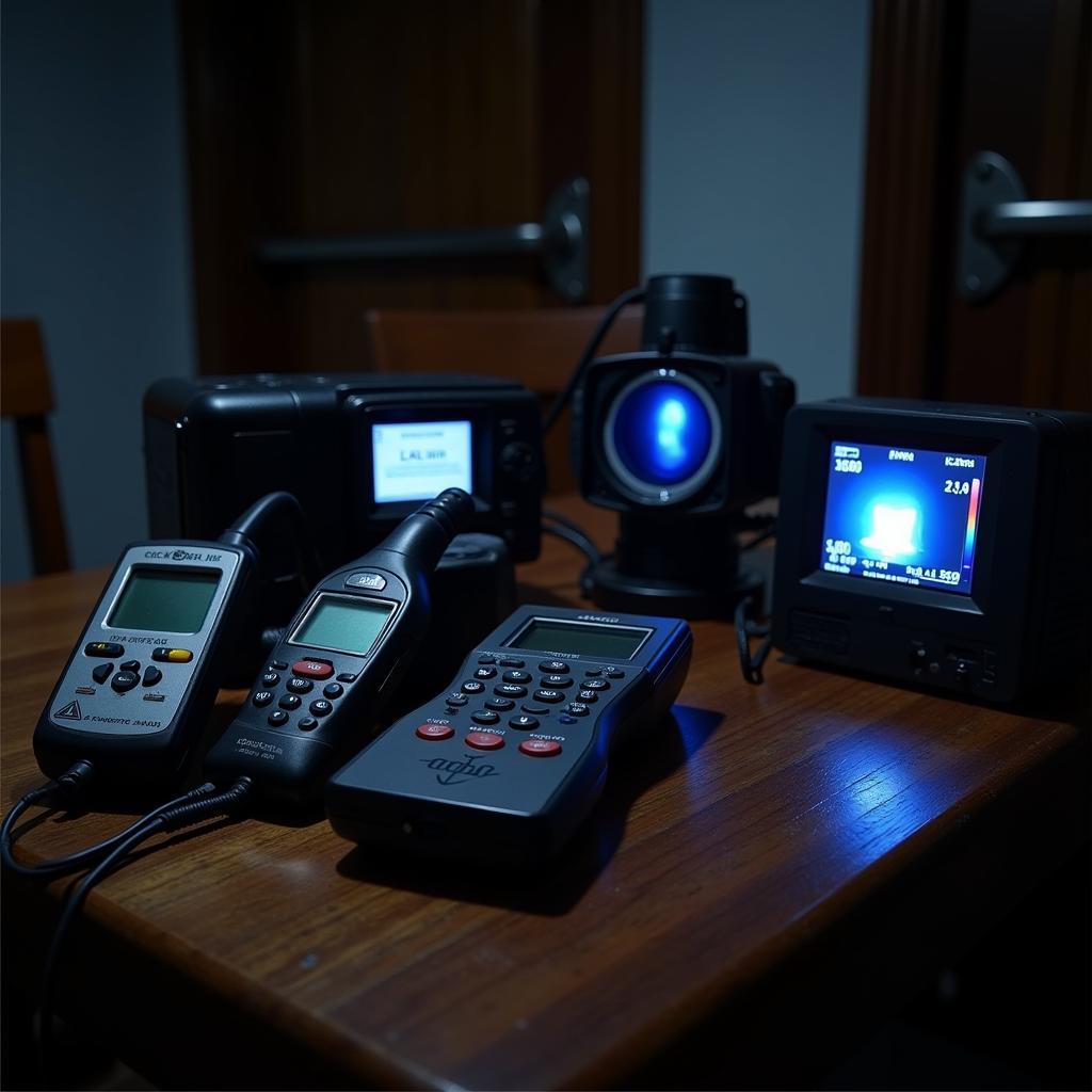 Various equipment used in paranormal investigations