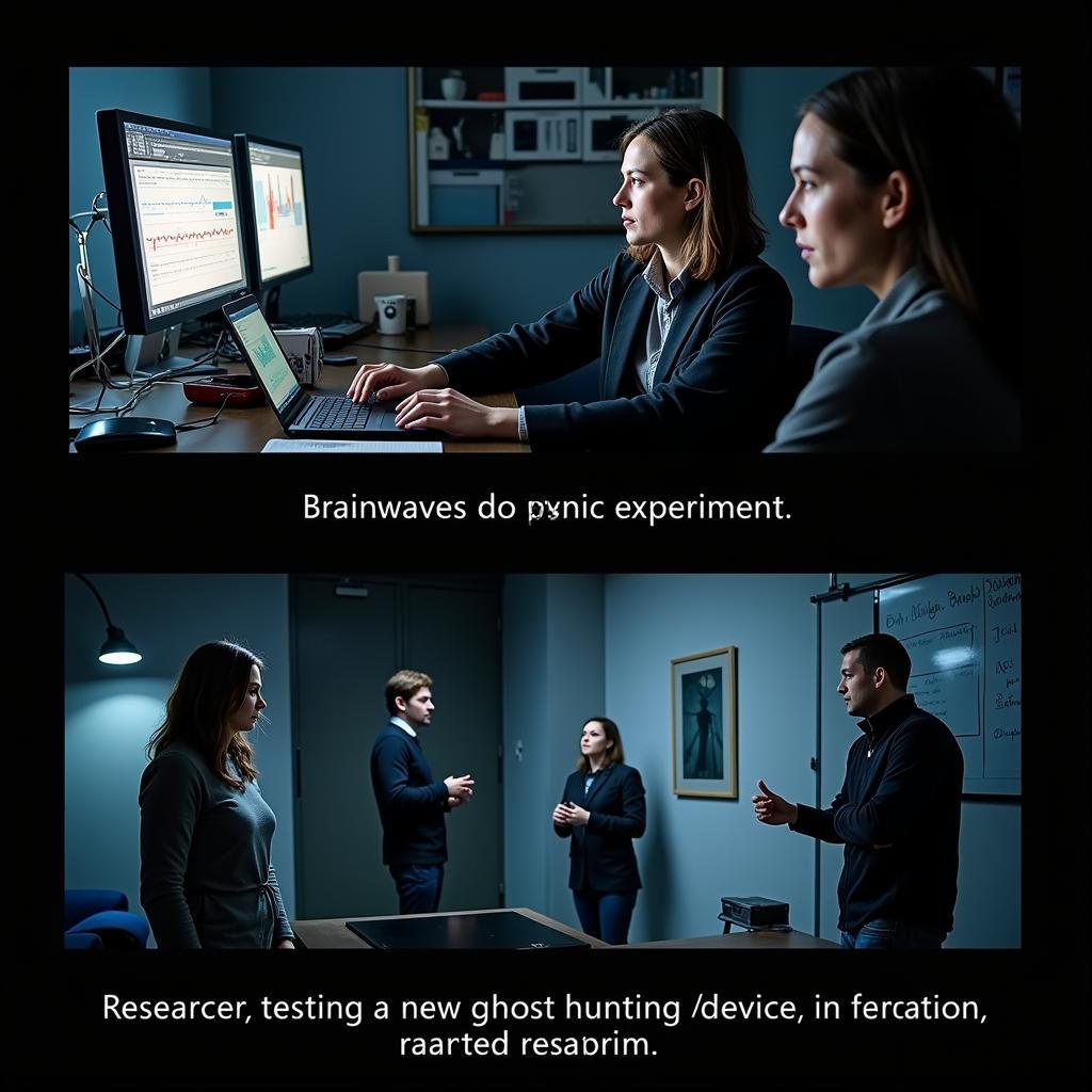 Examples of basic and applied research in paranormal investigations: Visual examples depicting both basic and applied research within the context of paranormal investigation, illustrating how these approaches contribute to a deeper understanding of unexplained phenomena.