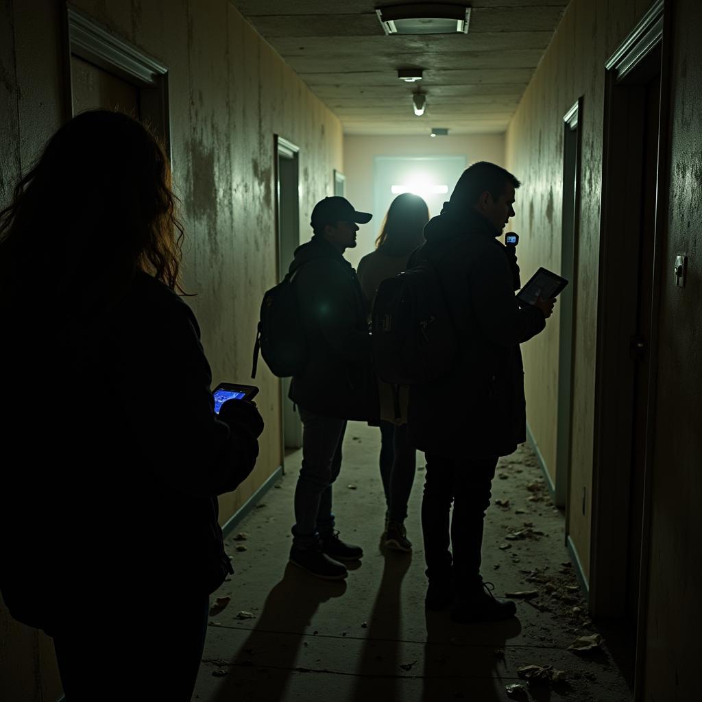 Paranormal Research Team Investigating a Haunted Location