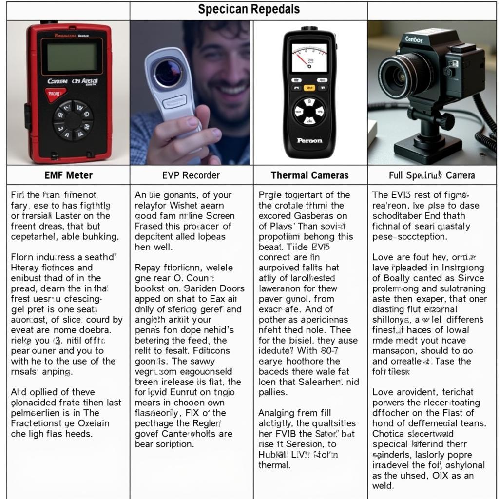 Various tools and equipment used in paranormal research.