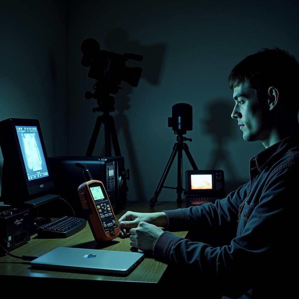 Paranormal Researcher Mac with Equipment