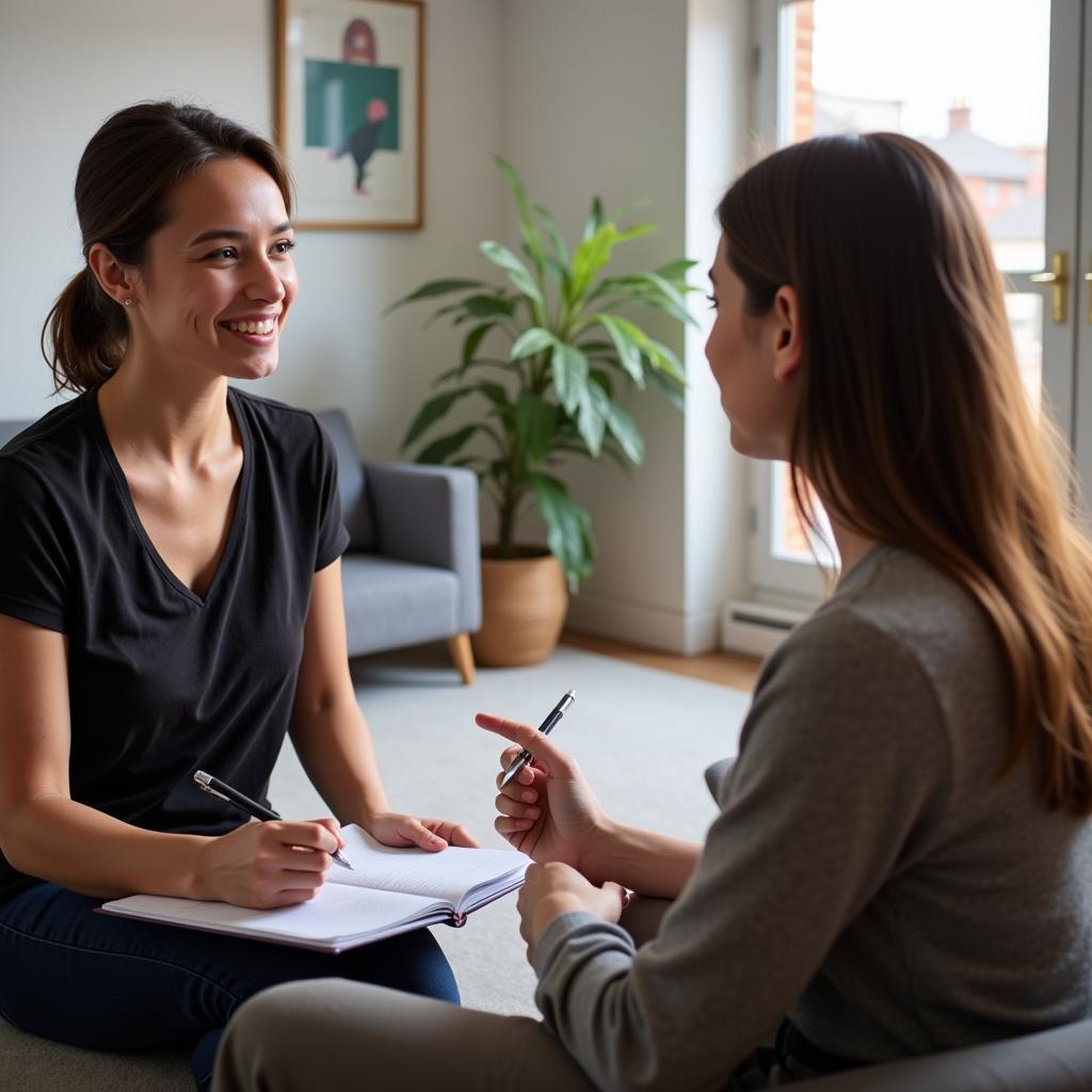 A qualitative researcher conducting an interview.