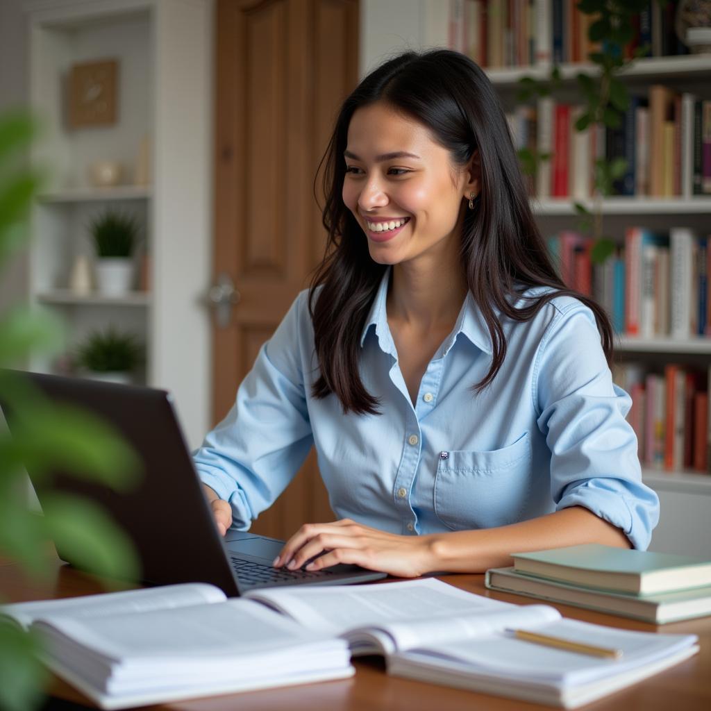 Remote Clinical Researcher Working from Home Office