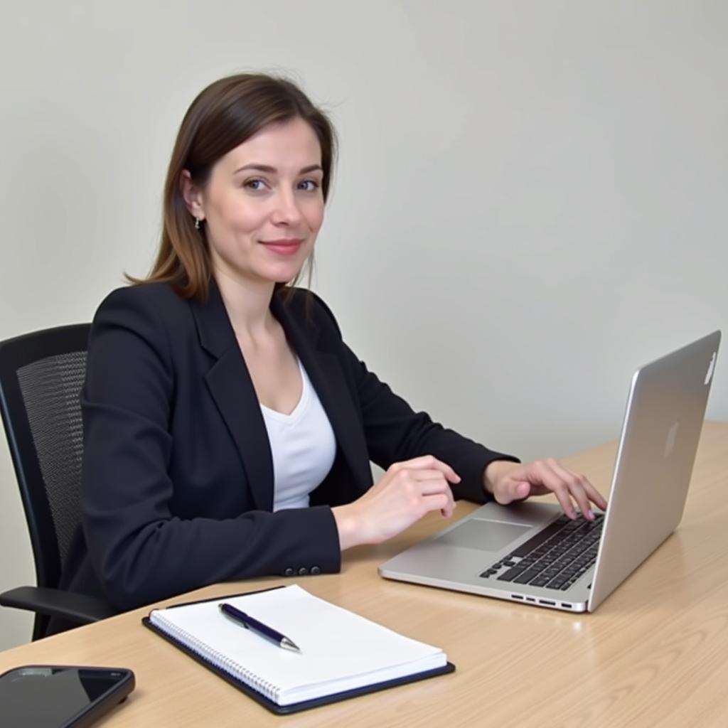 A person preparing for a remote job interview using a laptop