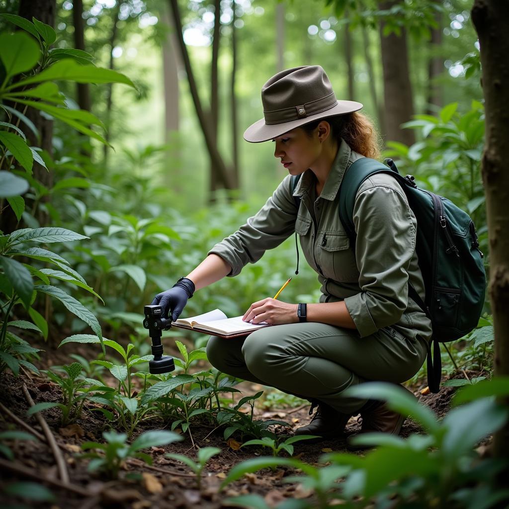 Research Biologist Conducting Field Work