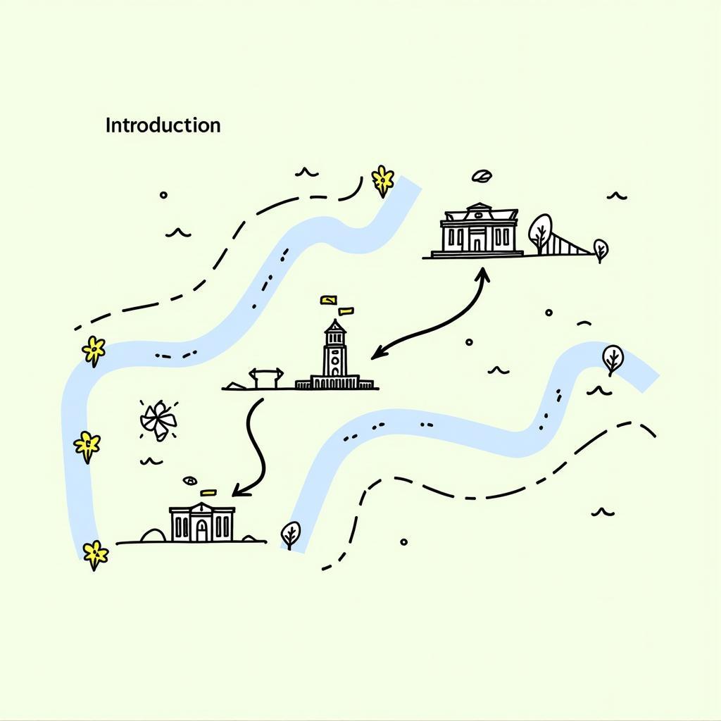 A map leading through different sections of a research paper, representing the structure and flow of the introduction.