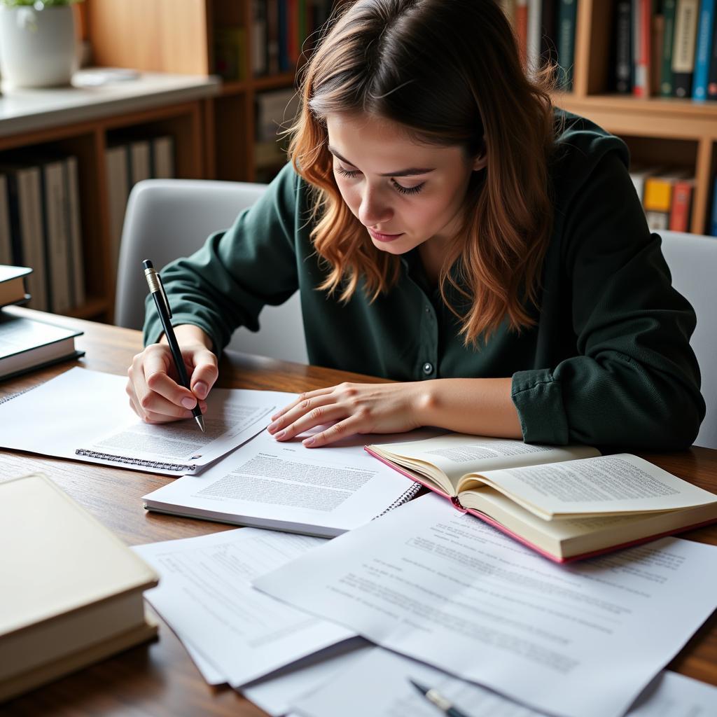 Researcher Analyzing Documents