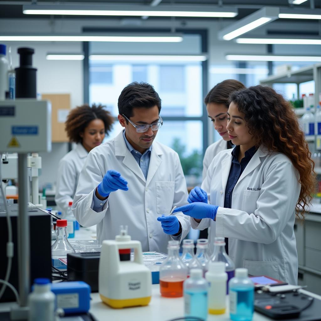 Researchers Collaborating in a Modern Lab