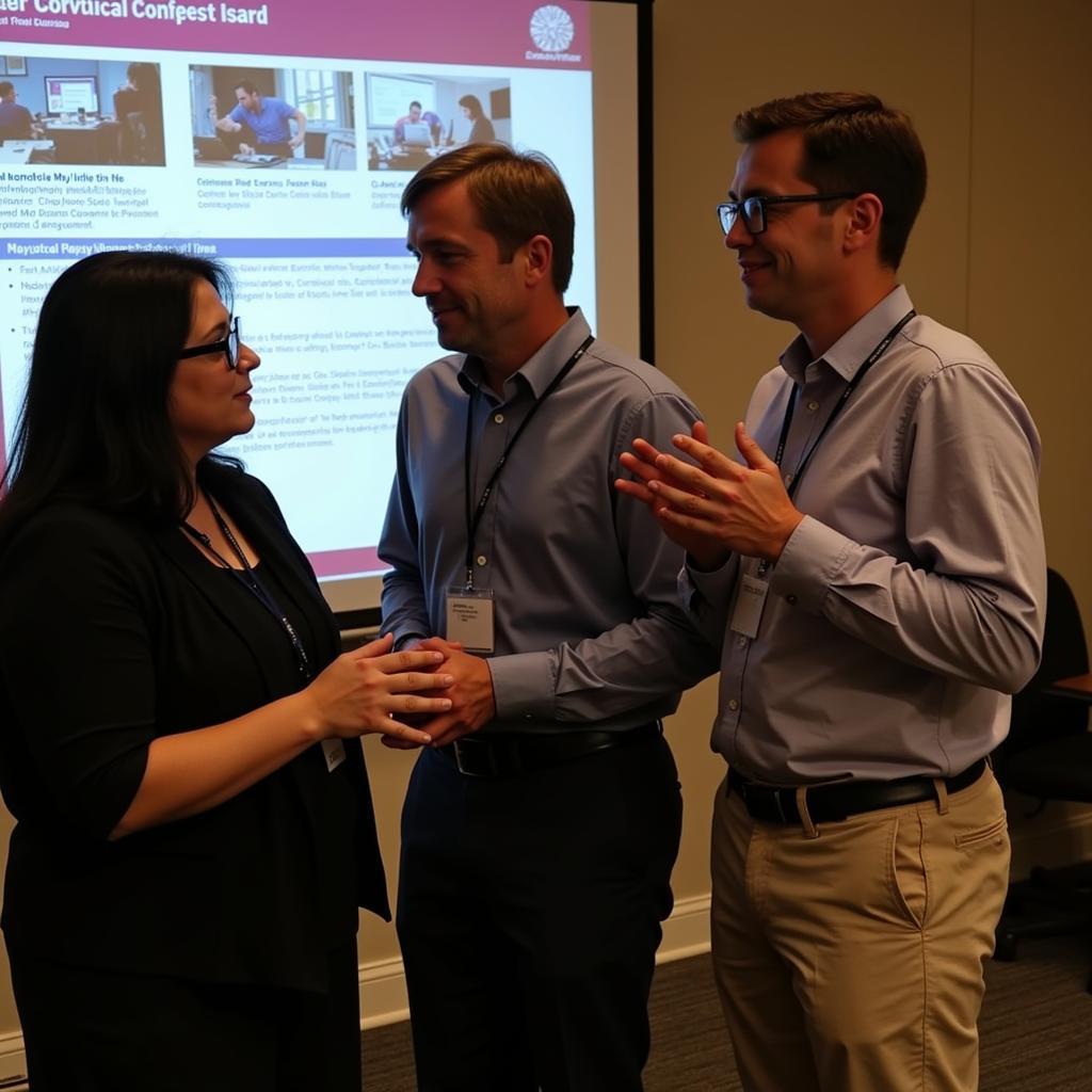 Researchers discussing feedback at the Emerging Researchers National Conference