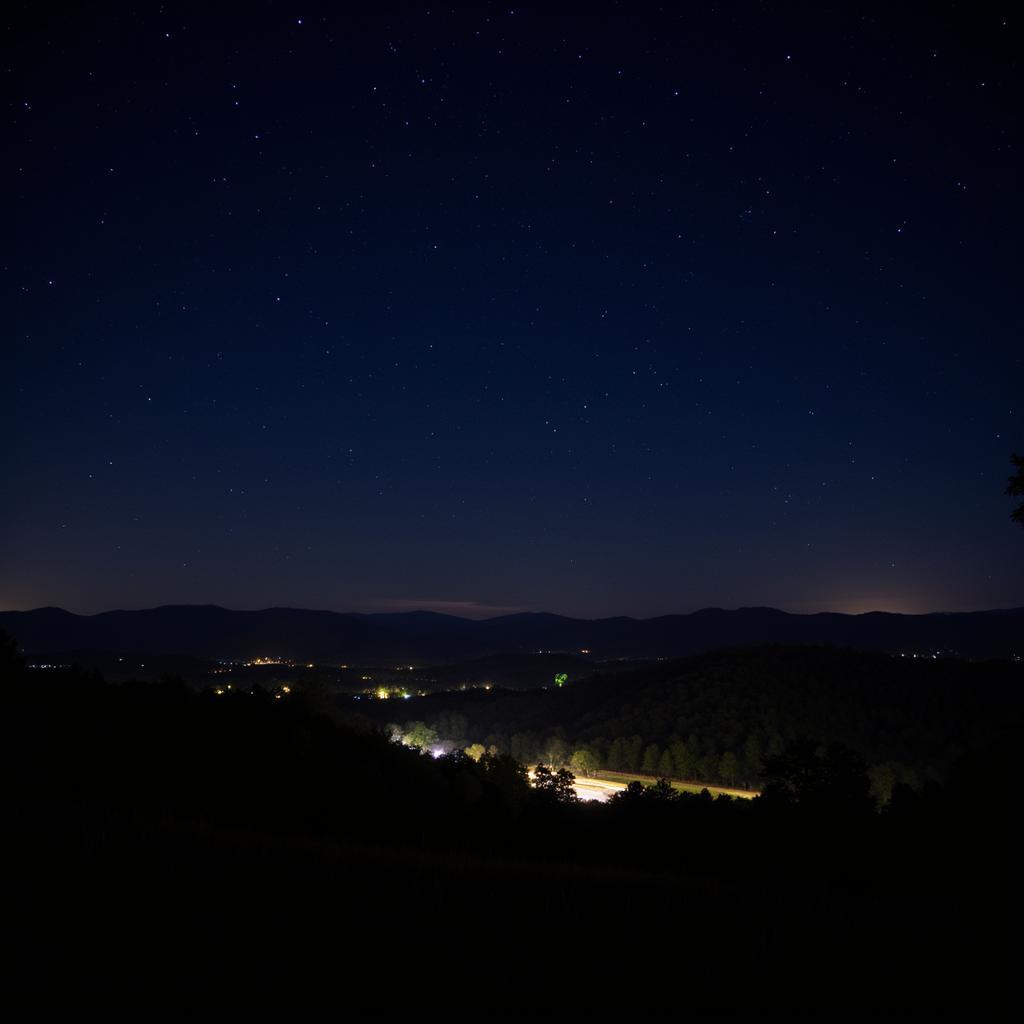 Long exposure photograph of the night sky over Rockville, MD