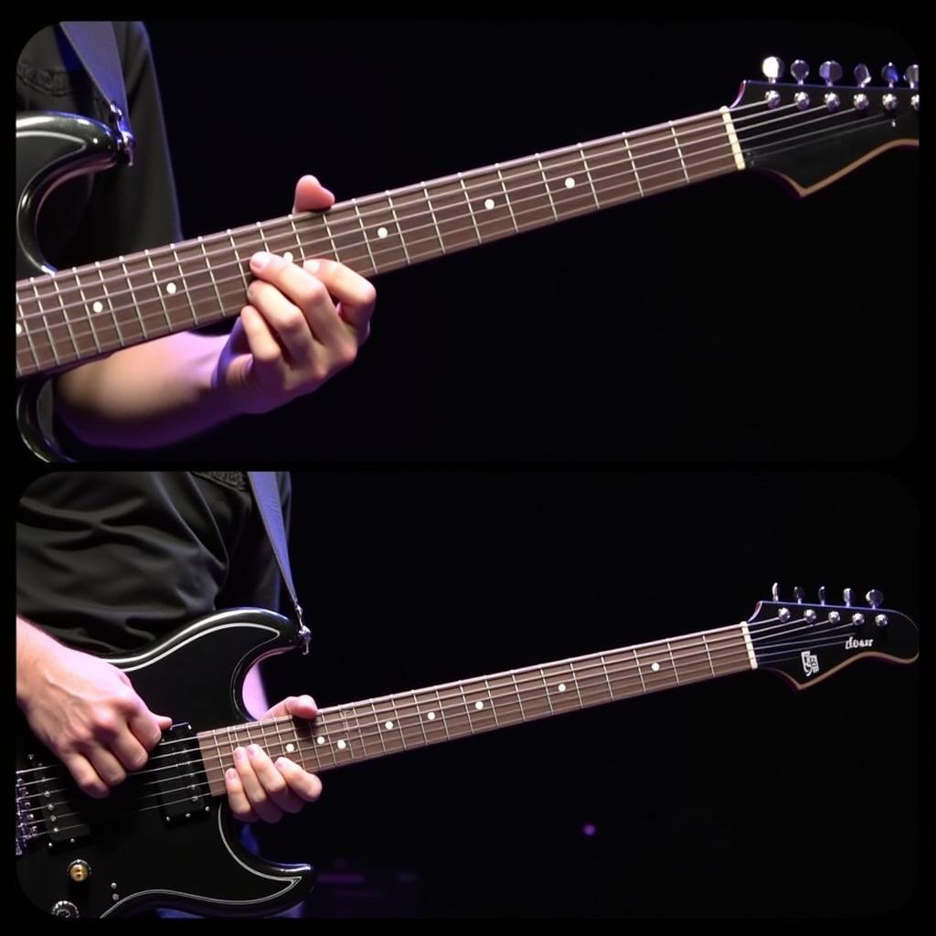 Schecter Banshee Playability: A guitarist demonstrating the comfortable neck profile and effortless playability of the Banshee guitar.