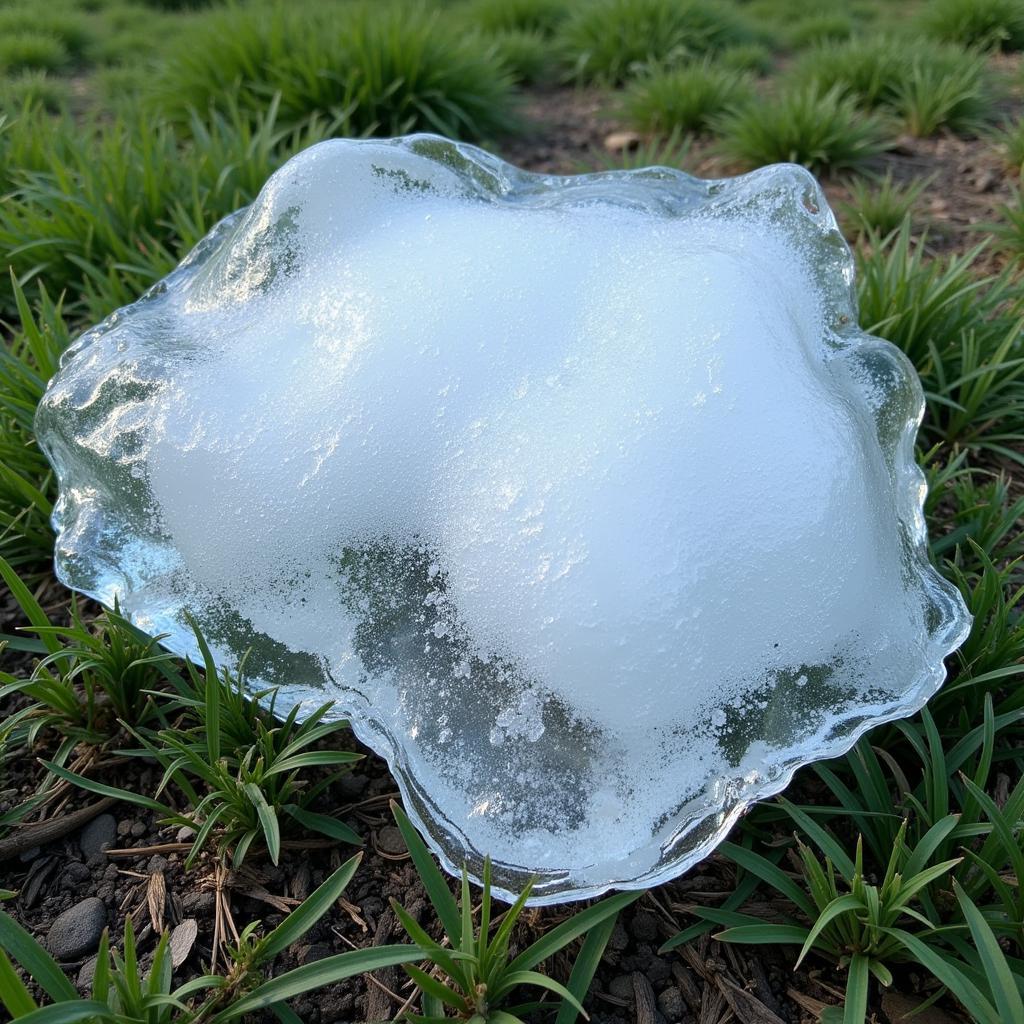 Example of a Megacryometeor: A large chunk of ice that has fallen from the sky, seemingly without explanation.