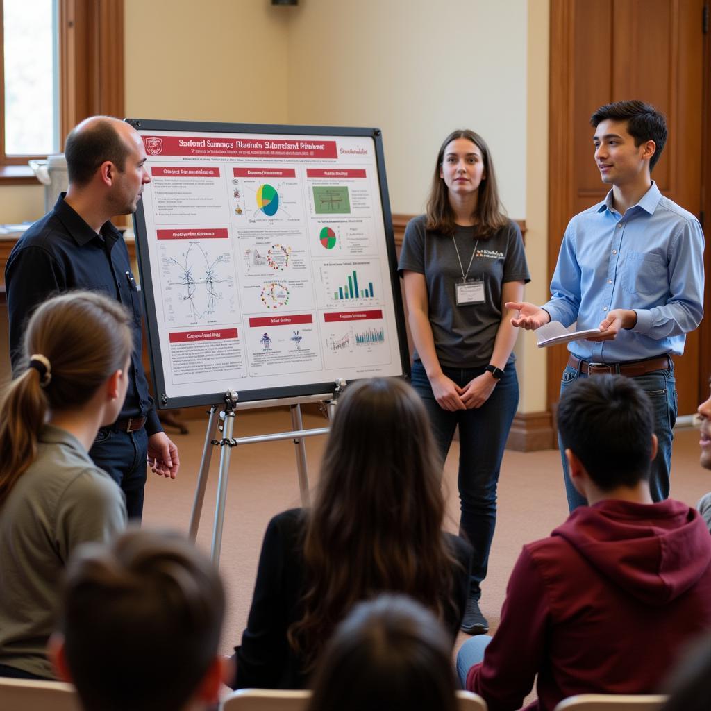 Stanford student presenting summer research findings