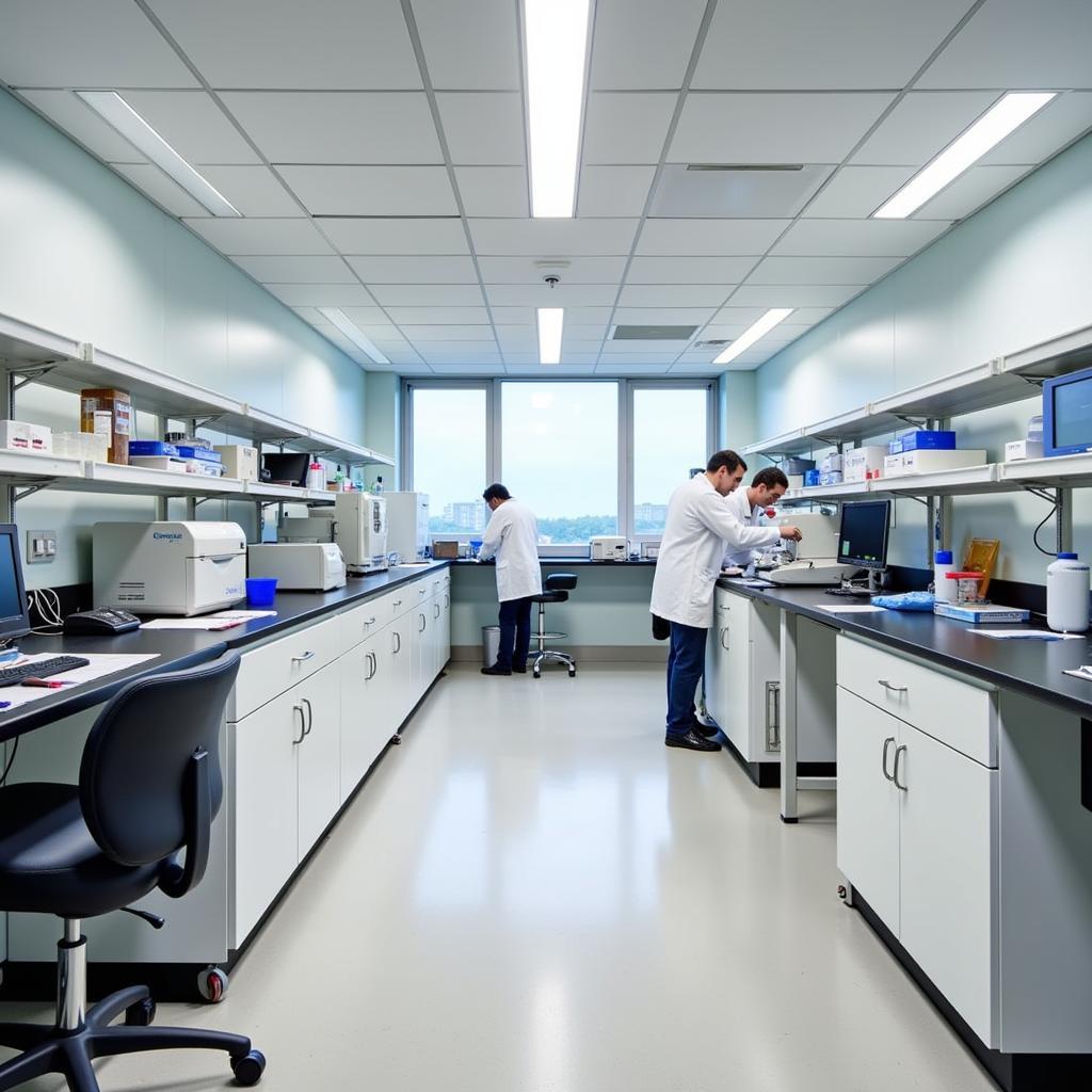 Stony Brook Cardiology Research Lab: Modern equipment and dedicated researchers working in a state-of-the-art laboratory environment at Stony Brook University Hospital.