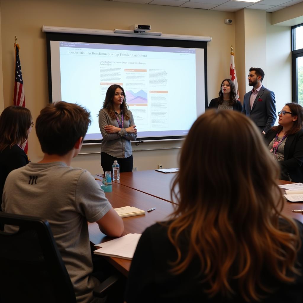 Student researcher presenting their findings at a summer research conference