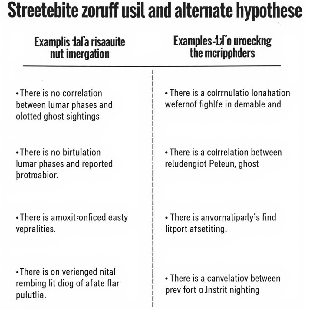 Examples of Null and Alternative Hypotheses