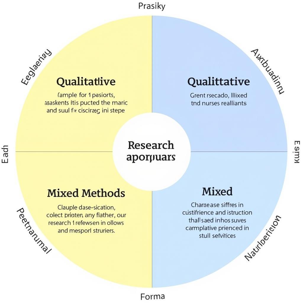 Different types of nursing research: A diagram illustrating qualitative, quantitative, and mixed methods approaches.