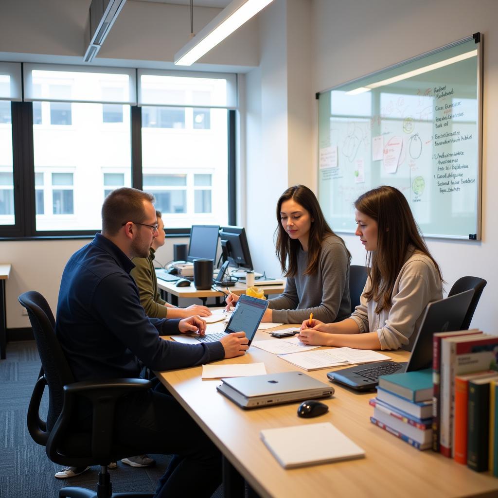 Researchers working in the Social Science Research Building at UChicago