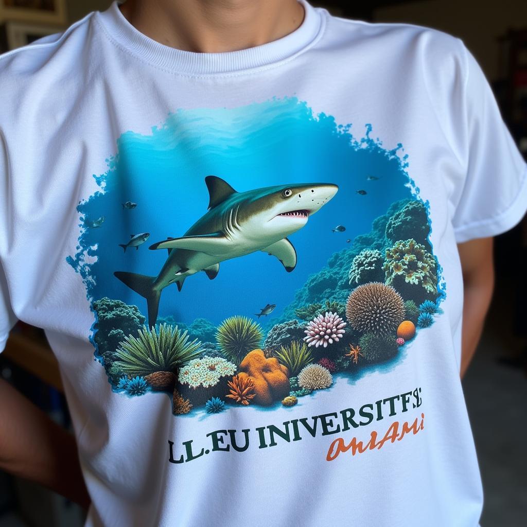 Close-Up of University of Miami Shark Research Shirt Design