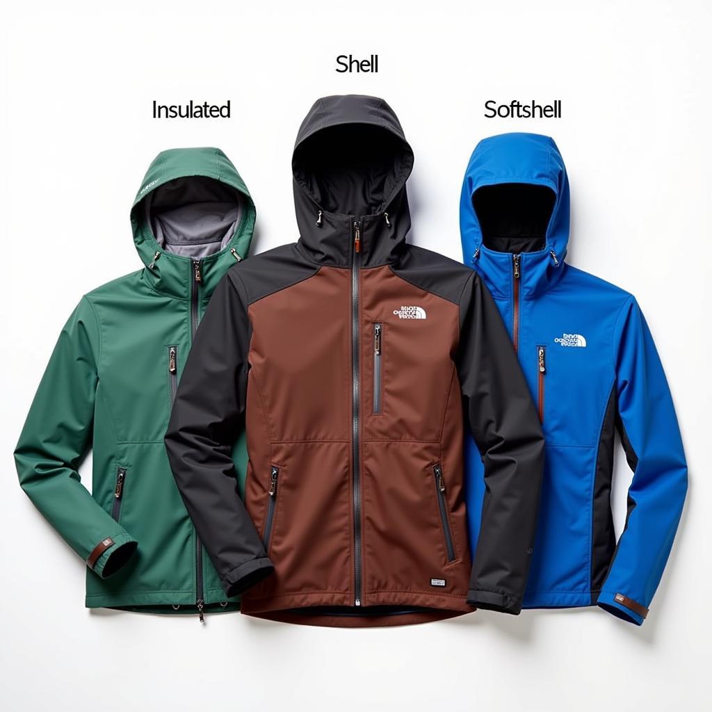 A variety of Outdoor Research jackets including insulated, shell, and softshell styles.