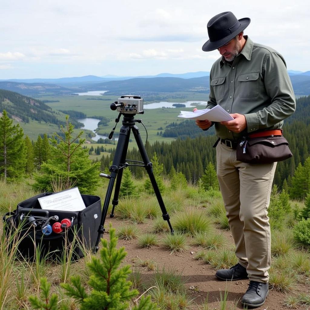 Scientist Conducting Field Work in Yellowstone